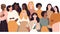 illustration of a diverse group of women on a white background, each with different body types and poses, promoting empowerment.