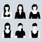 Illustration of diverse silhouettes of women on gray background