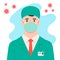 Illustration of doctor with antivirus protection, medical masks and protective glasses. Coronavirus danger. Design