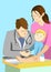 Illustration of doctor giving injection to a baby