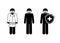 Illustration of a doctor, stick figure man icon, isolated pictograms of people at work, medical workers