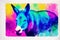 Illustration of a donkey on a colorful background, digitally created. Digital art, Generative AI
