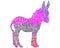 Illustration of a donkey in a colorful glittery pattern on a white background