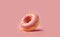 Illustration of a donut covered in pink cream isolated on a pink background