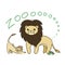 Illustration of doodle cute lions, hand drawn graphic