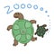 Illustration of doodle cute turtles, hand drawn graphic