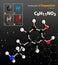 Illustration of Dopamine Molecule isolated black background