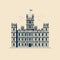 Illustration Of Downton Abbey In Architectural Style On Beige Background