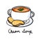 Illustration drawing style of cream soup