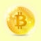 Illustration drawn realistic bright bitcoin. Money icon, cryptocurrency