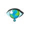 Illustration of the earth that forms eyes and is crying