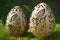 Illustration of easter egg sculpture nicely decorated with intricate floral details on grass. Images created with Generative AI