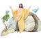 Illustration of Easter Jesus Christ is risen, coffin, cave of resurrection, isolated on white background watercolor hand drawn