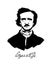 Illustration by Edgar Allan Poe. Portrait of a great American writer and poet. Illustration for a tattoo, site, booklet, poster,