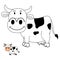 Illustration of educational game for kids and coloring book-cow