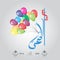 Illustration of eid al adha calligraphy with colorful balloon for Islamic Festival of Sacrifice, Eid-Al-Adha celebration