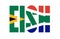Illustration of Eish slang logo with South African flag overlaid on text