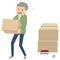 Illustration of an elderly person carrying luggage