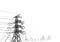 Illustration. Electrical power system presentation and electrical energy usage graph. Show the network of electrical systems