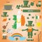Illustration of elements of Irish design for St. Patricks day holiday, drawn in flat style