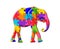 Illustration of an elephant of colorful puzzles on an isolated background