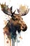 Illustration elk in watercolor. Animal on a white background, generative AI