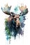 Illustration elk in watercolor. Animal on a white background, generative AI