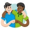 Illustration embrace of friends, friendship and interracial companionship. Against prejudice and segregation