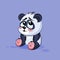 Illustration Emoji character cartoon Panda embarrassed, shy and blushes sticker emoticon