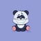 Illustration Emoji character cartoon Panda with a huge smile from ear sticker emoticon