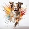 illustration of An energetic and playful dog sprinting in vibrant colors Generative AI