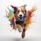 illustration of An energetic and playful dog sprinting in vibrant colors Generative AI