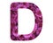 Illustration of the English letter D in a floral pattern on a white background