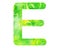 Illustration of the English letter E in a green pattern on a white background