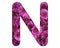 Illustration of the English letter N in a floral pattern on a white background