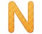 Illustration of the English letter N in an orange pattern on a white background