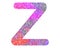 Illustration of the English letter Z in a colorful glittery pattern on a white background