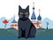 Illustration of Enigmatic Russian Blue Cat