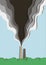 Illustration of environmental pollution. Poisoned smoke from a factory pipe pollutes the air. Vector