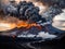 An illustration of an erupted volcano