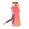 Illustration of Expecting Parents Standing Side by Side. couple with wife pregnant. vector illustration curved gradient.