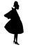 Illustration extravagant fashion female portrait in the original garment as a silhouette