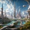 An illustration of an extremely large-scale futuristic city of the future