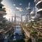 An illustration of an extremely large-scale futuristic city of the future