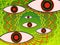 Illustration of eyes watching everywhere, abstract Background