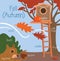 Illustration of fall autumn scene with English vocabulary words