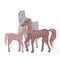 Illustration of a family of horses. Mom, Dad, Baby