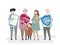 Illustration of family life insurance health check well being concept