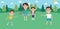 Illustration Of Family Playing With Frisbee In Park Together