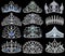 illustration of a fashion collection of jewelry tiaras with diamonds